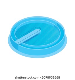 Isometric water purification technology composition with isolated image of round reservoir with water vector illustration