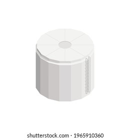 Isometric water reservoir building on white background vector illustration