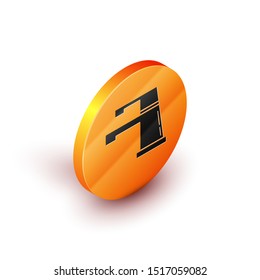 Isometric Water tap icon isolated on white background. Orange circle button. Vector Illustration