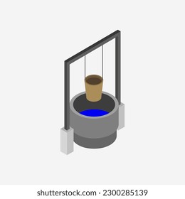 Isometric water well on a background