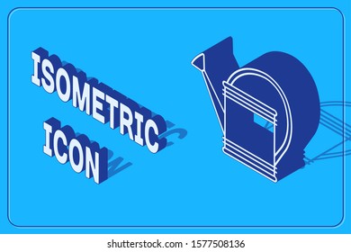 Isometric Watering can icon isolated on blue background. Irrigation symbol.  Vector Illustration