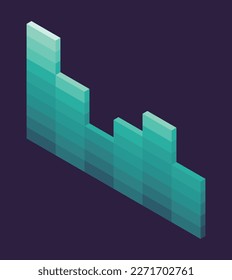 Isometric wave chart. Colorful infographic design. Design element for business presentation, statistics of data or landing page. Analysis and ui design vector illustration