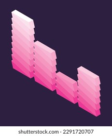Isometric wave chart. Colorful infographic design. Design element for business presentation, statistics of data or landing page. Analysis and ui design vector illustration