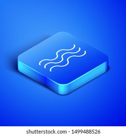 Isometric Waves icon isolated on blue background. Blue square button. Vector Illustration