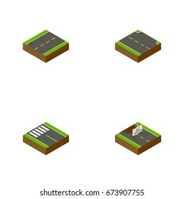 Isometric Way Set Of Cracks, Repairs, Strip And Other Vector Objects. Also Includes Earthquake, Right, Rightward Elements.