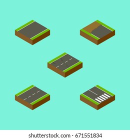 Isometric Way Set Of Cracks, Unilateral, Incomplete And Other Vector Objects. Also Includes Incomplete, Cracks, Earthquake Elements.