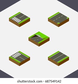 Isometric Way Set Of Footpassenger, Down, Subway And Other Vector Objects. Also Includes Subway, Underground, Footer Elements.