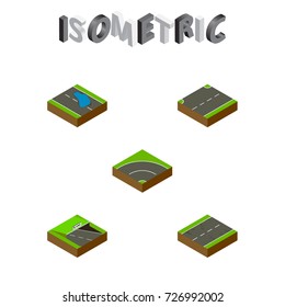 Isometric Way Set Of Plash, Underground, Upwards And Other Vector Objects. Also Includes Earthquake, Cracks, Subway Elements.