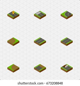 Isometric Way Set Of Rotation Turning And Other Vector Objects.