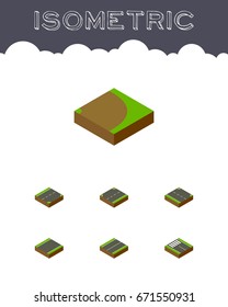 Isometric Way Set Of Unilateral, Rotation, Upwards And Other Vector Objects. Also Includes Up, Road, Right Elements.