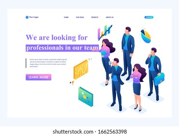 Isometric We are looking for professionals for our team, recruiting concept. Landing page concepts and web design
