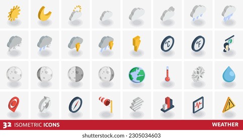 isometric weather icon set design