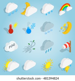 Isometric Weather Icons Set Vector Illustration