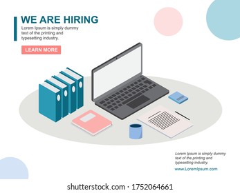 Isometric web banner, Business ad, Vector design.