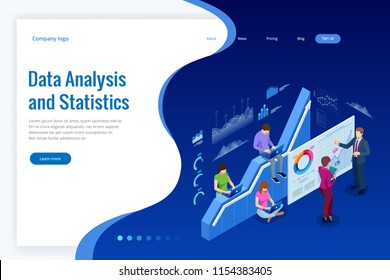 Isometric web banner Data Analysis and Statistics concept. Vector illustration business analytics, Data visualization. Technology, Internet and network concept. Data and investments. Isometric web banner Data Analysis and Statistics concept. Vector illustration business analytics, Data visualization. Technology, Internet and network concept. Data and investments.