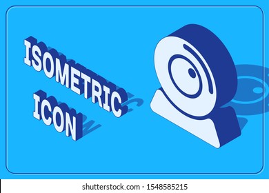 Isometric Web camera icon isolated on blue background. Chat camera. Webcam icon.  Vector Illustration