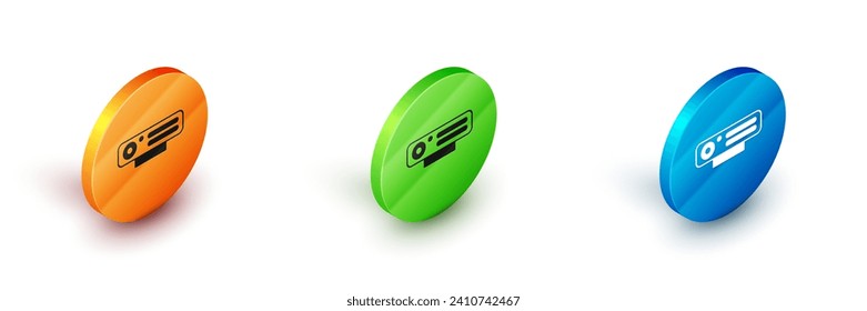 Isometric Web camera icon isolated on white background. Chat camera. Webcam icon. Circle button. Vector