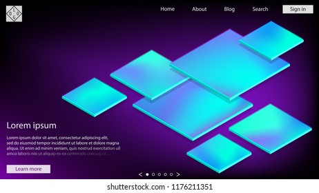 Isometric. Web design. Flat background. Simple isometry shapes. Minimal. Webpage template. Modern backdrop. Trendy colors. Futuristic illustration. Stylish concept.