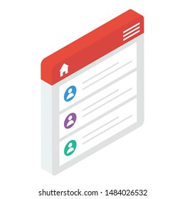 Isometric web user profile icon vector 