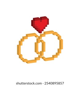 isometrische Hochzeit 8 Bit Symbol Ring Pixel Art 8-Bit für Spiel
