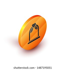 Isometric Wedding arch icon isolated on white background. Wedding decoration. Orange circle button. Vector Illustration
