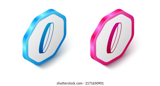 Isometric Wedding ring icon isolated on white background. Bride and groom jewelry sign. Marriage symbol. Diamond ring. Hexagon button. Vector