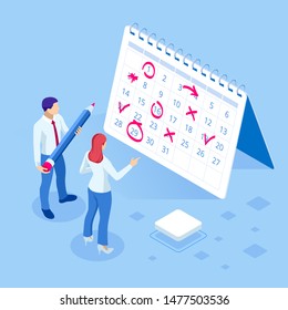 Isometric weekly schedule and calendar planner organization management. Online business workflow, time management, planning, task app, teamwork, and meeting. - Powered by Shutterstock - Get 15% off with code: PIKWIZARD15