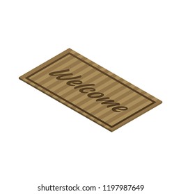 Isometric welcome carpet. Vector illustration, 3d.