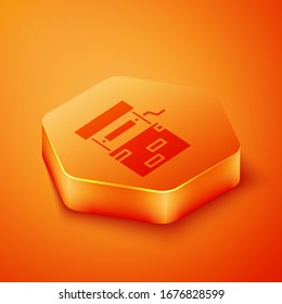 Isometrisches Well Symbol einzeln auf orangefarbenem Hintergrund. Orangefarbene Hexagon-Taste. Vektorillustration-Illustration