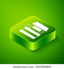 Isometric Well icon isolated on green background. Green square button. Vector