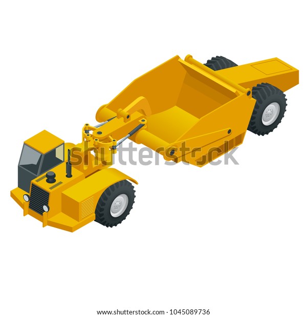 Isometric Wheel tractor-scraper. Wheel tractor-scraper, heavy equipment ...