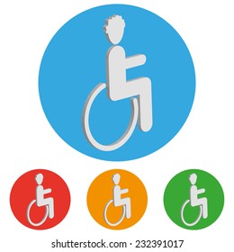 Isometric wheelchair person, priority seating public information symbol, vector people icon in 3d, 