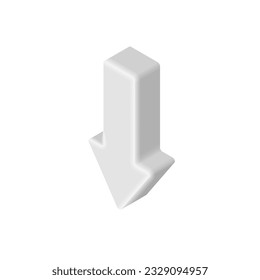 Isometric White Up Arrow. 3d arrow icon isolated on white background. Vector illustration for app, web, design, advert, infographic