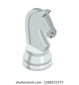 Isometric white chess knight icon 3d vector illustration