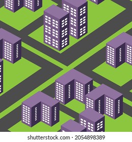 Isometric white city map navigations urban cartography business concept. Vector cityscape skyline 3D illustration of location town skyscraper and road