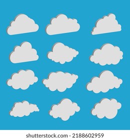 Isometric white cloud illustrate collection