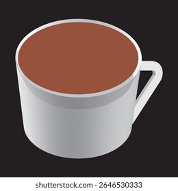 Isometric White Coffee Mug with Hot Chocolate – Vector Illustration