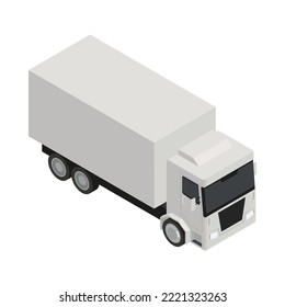 Isometric white delivery truck on blank background 3d vector illustration