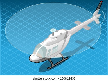 isometric white helicopter in flight