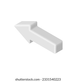 Isometric White Left Arrow. 3d arrow icon isolated on white background. Vector illustration for app, web, design, advert, infographic