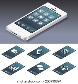 Isometric white smart phone