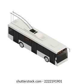 Isometric white trolleybus 3d vector illustration