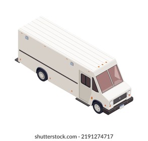 Isometric white van sobre fondo blanco 3d ilustración vectorial