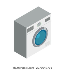 Isometric white washing machine icon 3d vector illustration