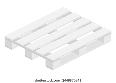 isometric white wooden pallet isolated on white background vector flat illustration