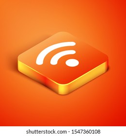 Isometric Wi-Fi wireless internet network symbol icon isolated on orange background.  Vector Illustration