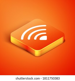 Isometric Wi-Fi wireless internet network symbol icon isolated on orange background. Vector.