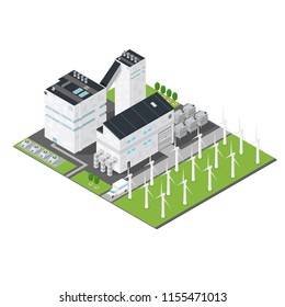 Isometric Wind Farm Power Station Building
Industrial fuel generation.