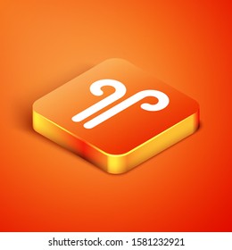 Isometric Wind icon isolated on orange background. Windy weather.  Vector Illustration