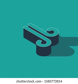 Isometric Wind icon isolated on green background. Windy weather.  Vector Illustration